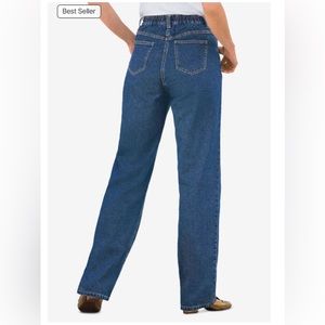 Back-Elastic Waist Perfect Medium Stonewash Blue Jeans Color Size 36W Tall